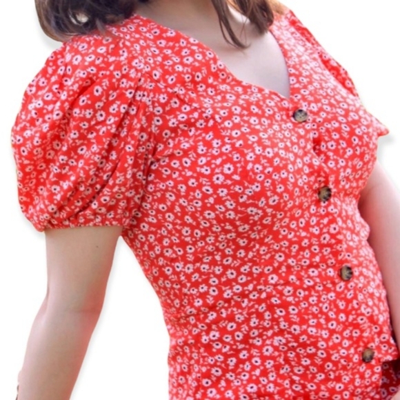 Red floral mini dress - Divided H&M brand - size Medium - Picture 2 of 7